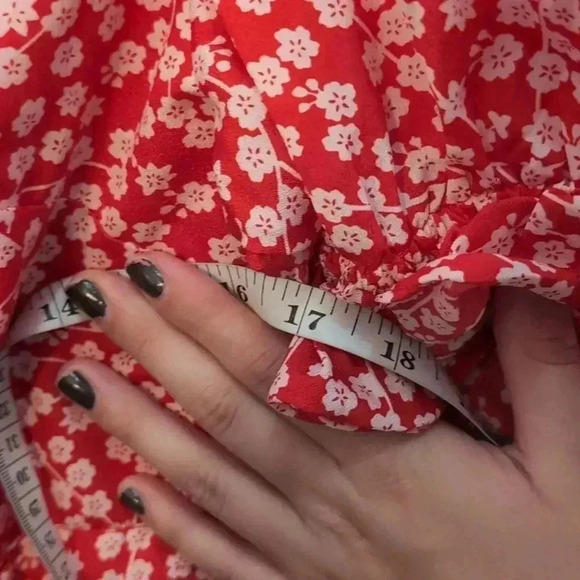 Saints + Secrets Red Floral Wrap Mini Dress - Picture 8 of 9